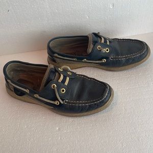 Sperry topsiders boat shoes leather navy blue slip on women’s size 7 1/2 7.5